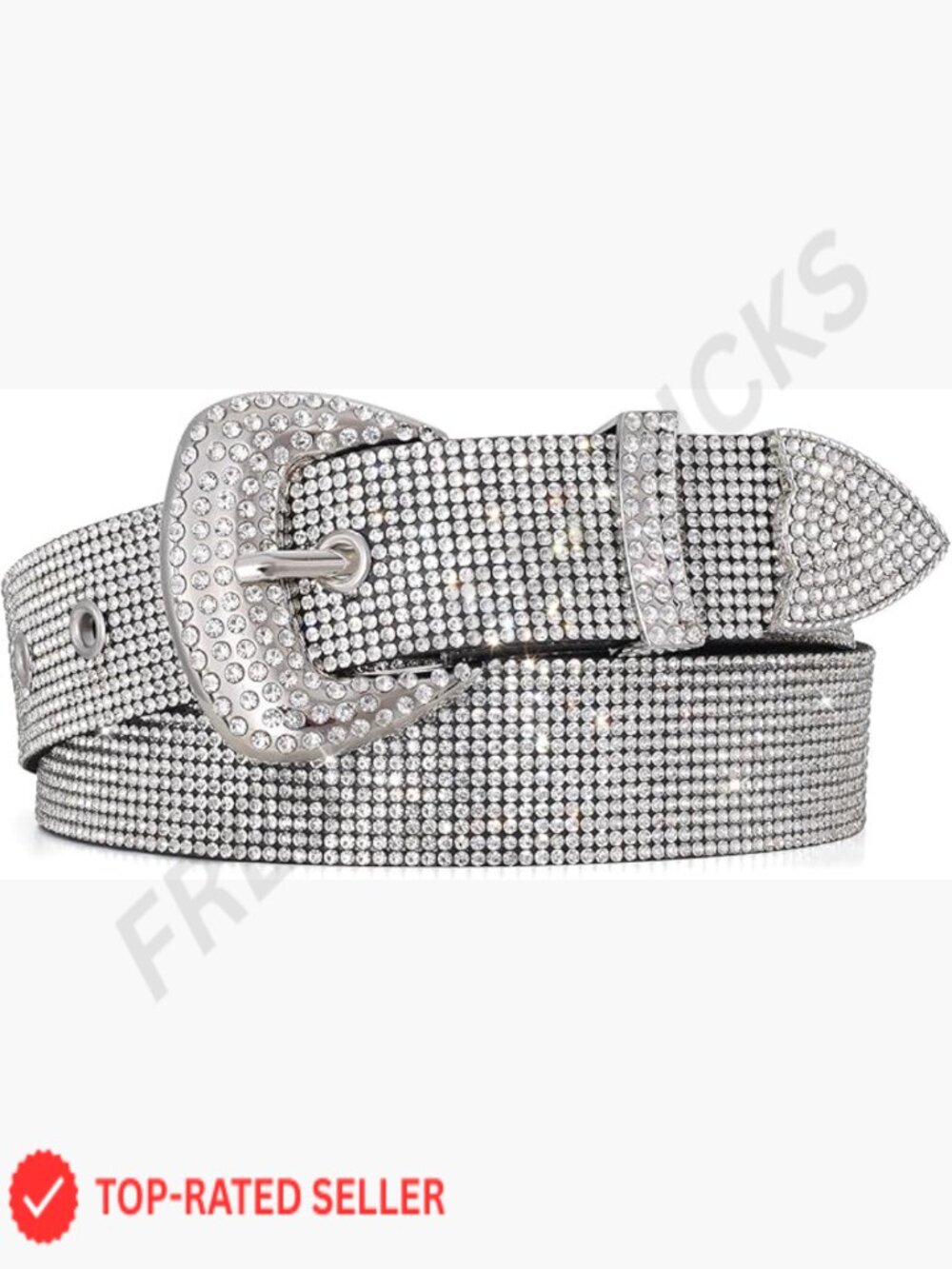Rhinestone Studded Leather Belt Disco Western Cowgirl Shiny Waist Accessory